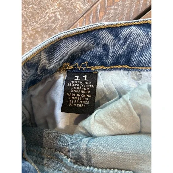 Retro Patch Two Tone Colorblock Flare Jeans Womens 11 High Rise Blue Denim Y2K - Picture 4 of 8